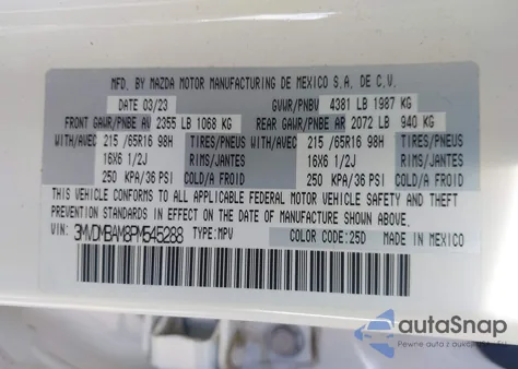 2023 Mazda Cx-30 2.5 S from USA, damaged, VIN 3MVDMBAM8PM545288